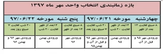 بازه زمانی انتخاب واحد  مهر 97